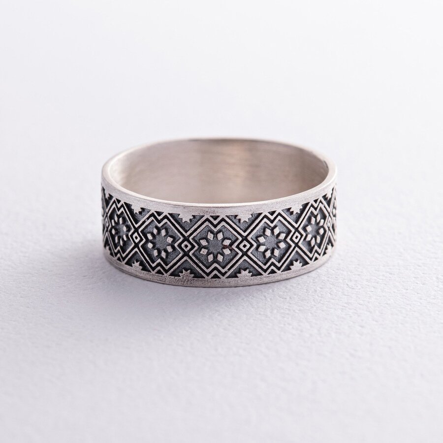Серебряное кольцо "Вышиванка" 1114
