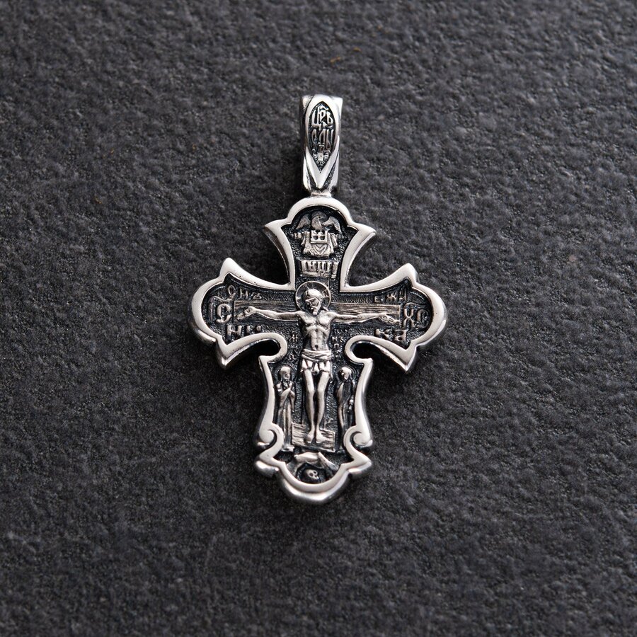 Серебряный православный крест (чернение) 132702