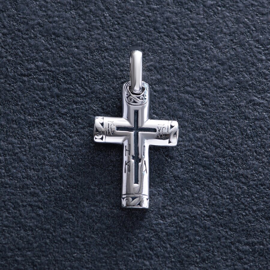 Серебряный православный крест (чернение) 131733