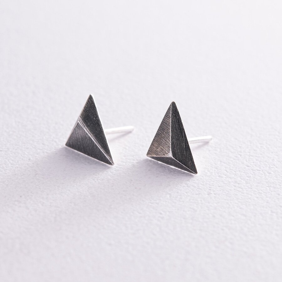 Сережки - пусети "Піраміда" у сріблі 123265
