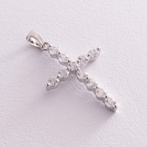 Серебряный крестик с фианитами 132014