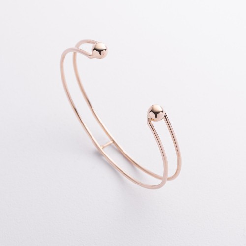 Жесткий браслет "Marlene" с шариками (желтое золото) б05603