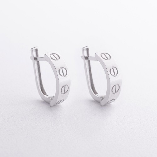 Сережки "Love" у білому золоті с09360