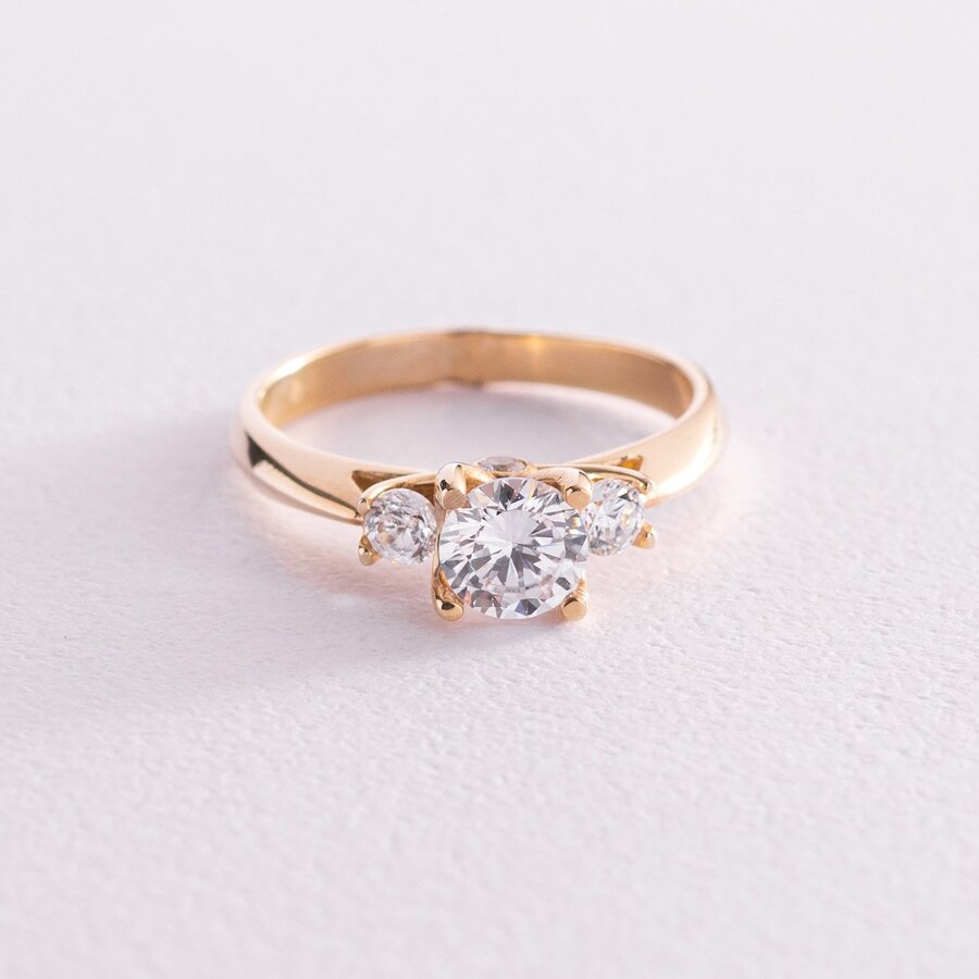 Золотое помолвочное кольцо с фианитами к05886