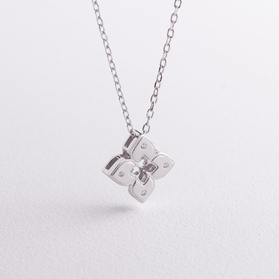 Серебряное колье "Клевер" с фианитами 181366