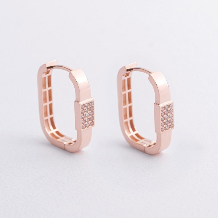 Серьги "Marta" с фианитами (красное золото) с09583