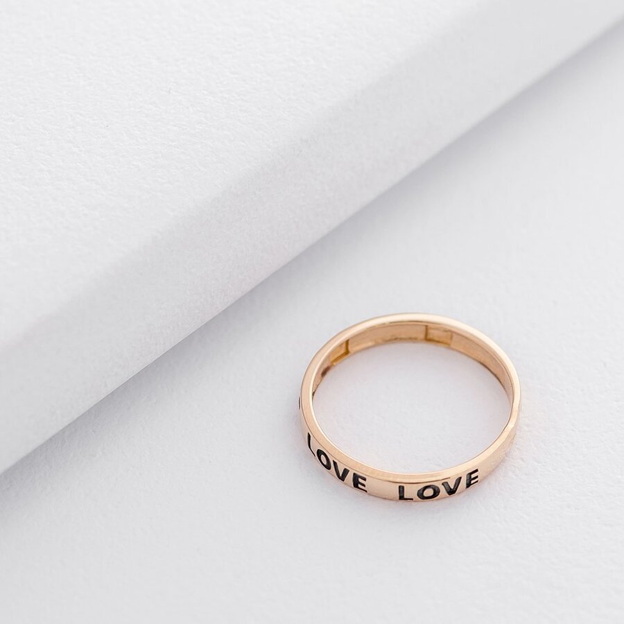 Золотое кольцо "Love" (чернение) к06185