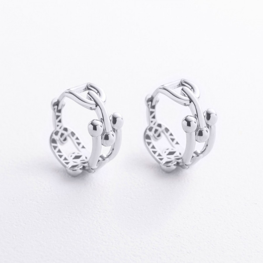 Сережки - кільця "Фантазія" у білому золоті с09718