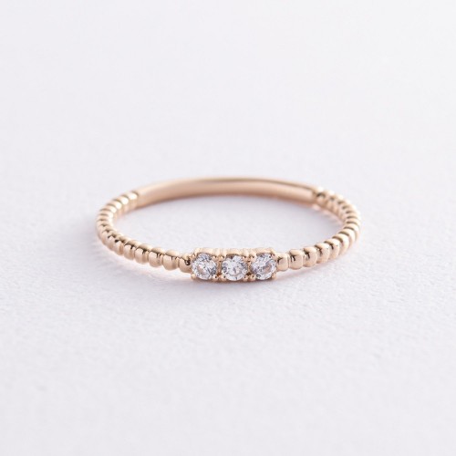 Кулькова каблучка "Мелоді" з фіанітами (жовте золото) к07405