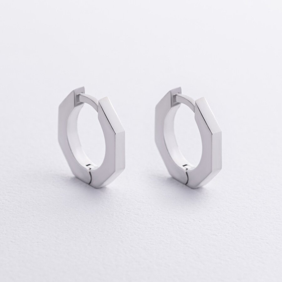 Сережки - кільця "Геометрія" у сріблі 123407