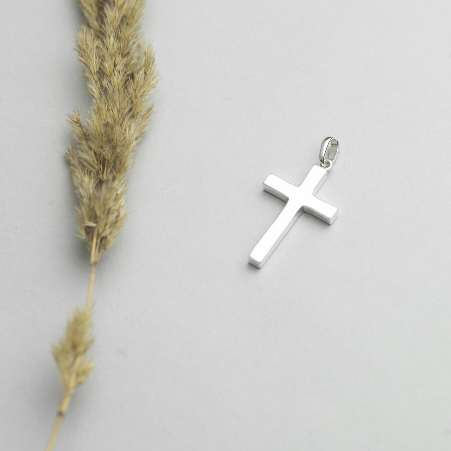 Серебряный крест ручной работы "Минимализм" 132750