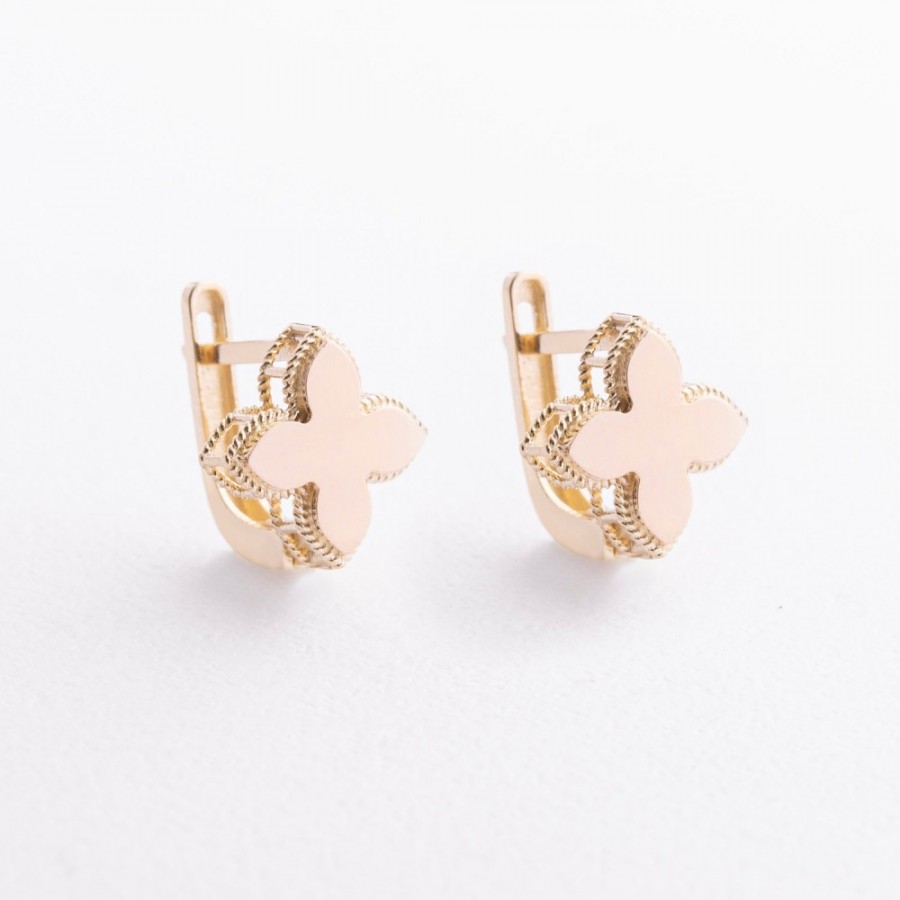 Серьги "Клевер" в желтом золоте с09650