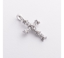 Хрестик з фіанітами (біле золото) п04088