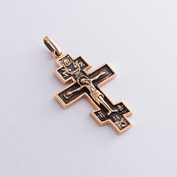 Золотий православний хрест з розп'яттям п00787