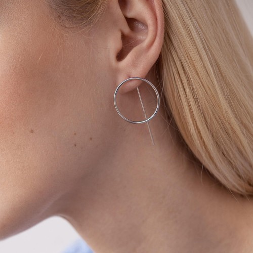 Серьги "Геометрия" в белом золоте с07881