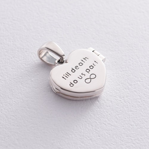 Срібний кулон "Сердечко. Till death do us part - поки смерть нас не розлучить" для фото 7352