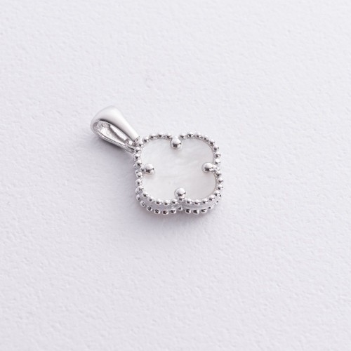 Підвіска "Конюшина" в білому золоті (перламутр) п03941