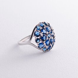 Серебряное кольцо с синими фианитами 172