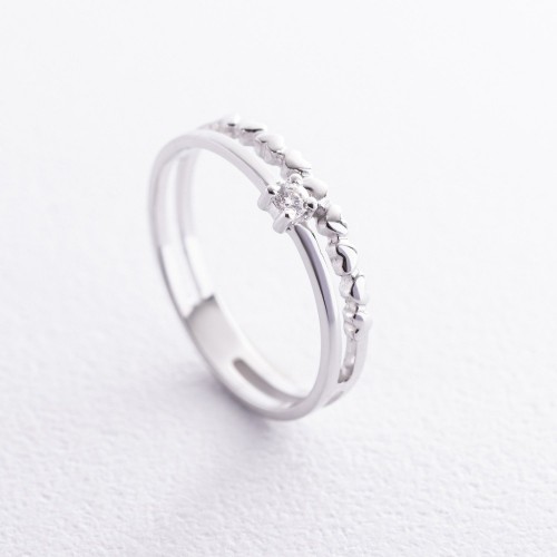 Золотое помолвочное кольцо c сердечками (фианит) к07511