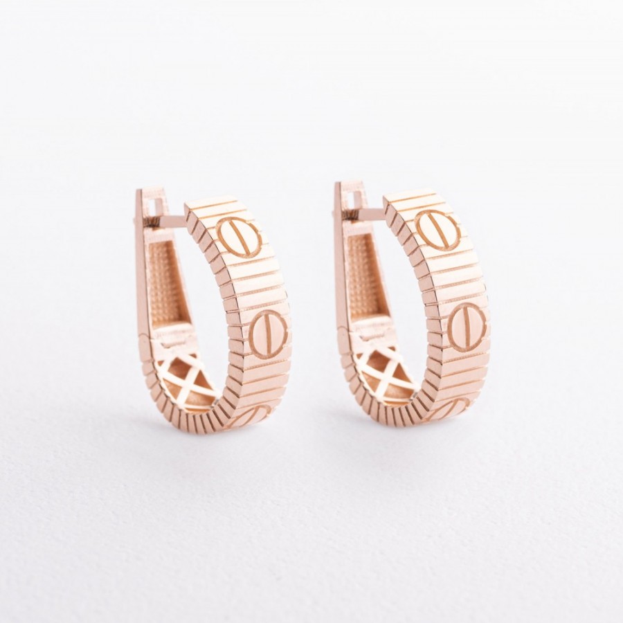 Сережки "Love" у червоному золоті с09646