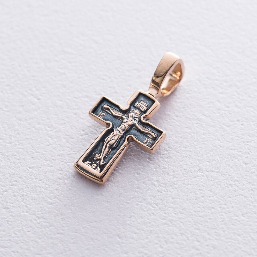 Золотий православний хрест "Розп'яття. Молитва" Господи, помилуй " п02214