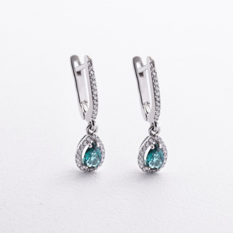 Срібні сережки (фіаніти, кварц) 2635/1р-QGR