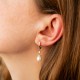 Серьги с жемчугом и фианитами (желтое золото) с09691