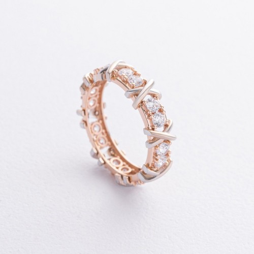 Кольцо "Rosie" с фианитами (красное, белое золото) к08191 Кольцо "Rosie" с фианитами (красное, белое золото) к08191