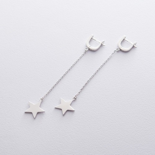 Срібні сережки "Зірочки" (родій) 122563