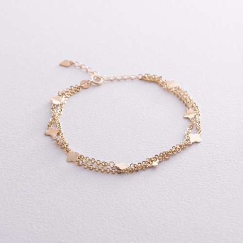 Подвійний браслет "Конюшина" в жовтому золоті б05198