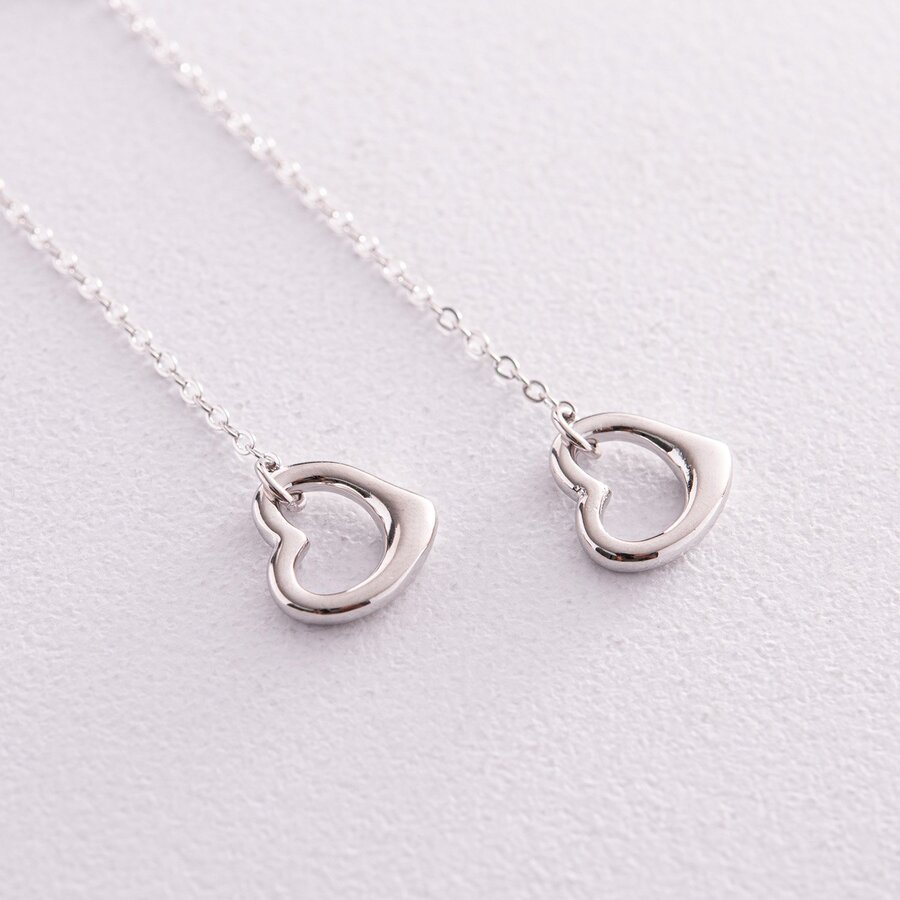 Висячі сережки "Сердечки" у сріблі 123260