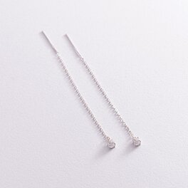 Срібні сережки - протяжки з фіанітами 123102