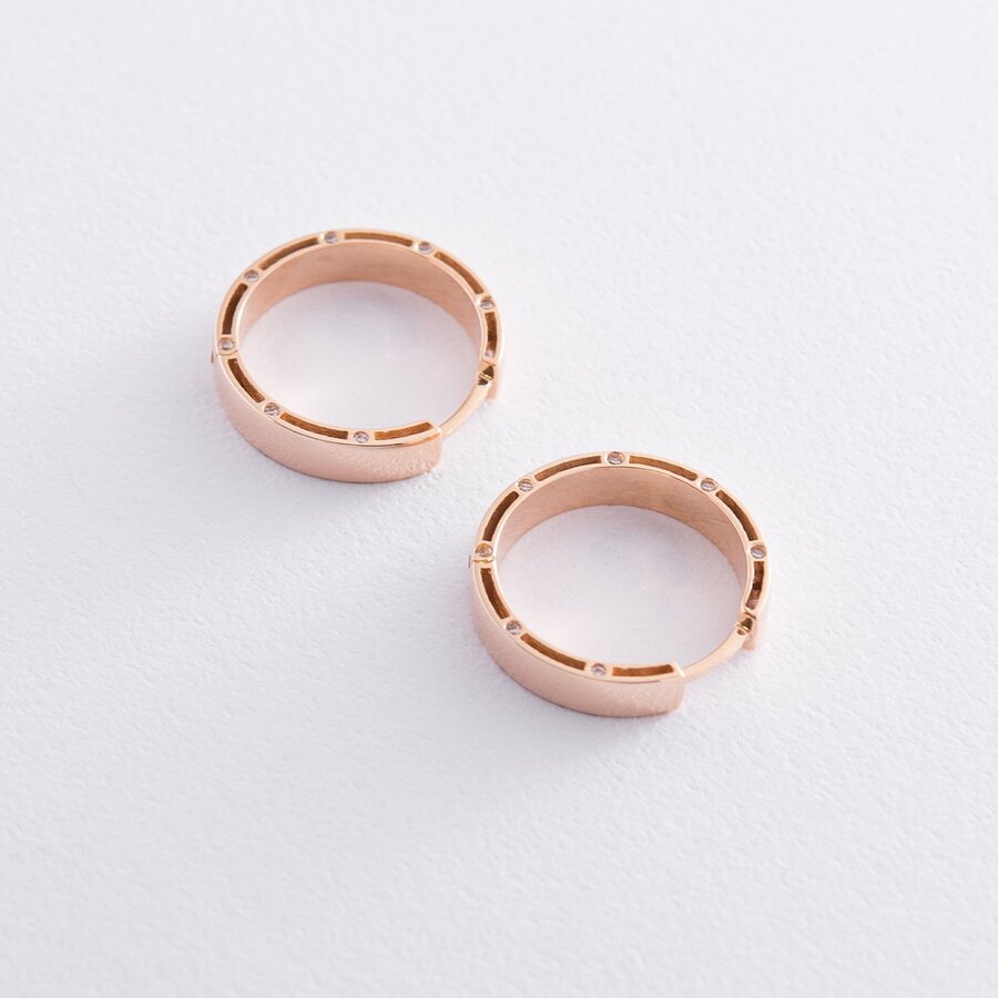 Золотые серьги-кольца с фианитами, диаметр: 21 мм с05019