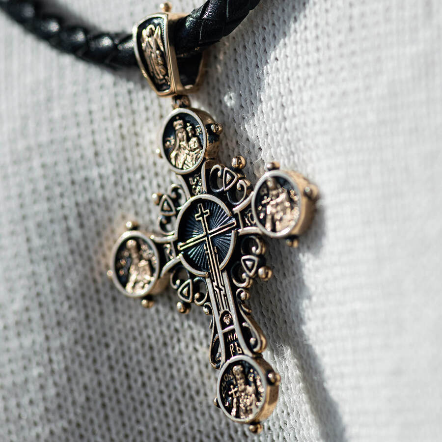 Православный крест "Господь Вседержитель" (чернение) п01616