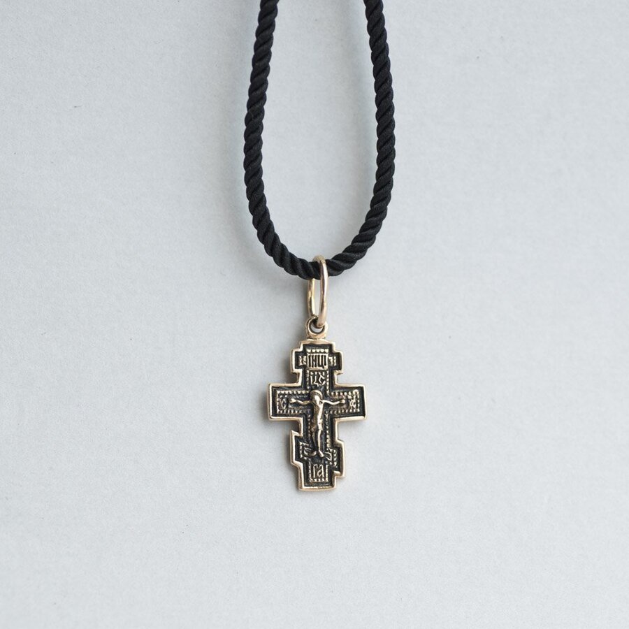 Православный крест "Распятие. Спаси и сохрани" (чернение) п01848