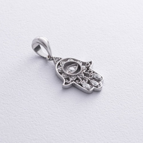 Серебряный кулон "Хамса" с фианитами 1189