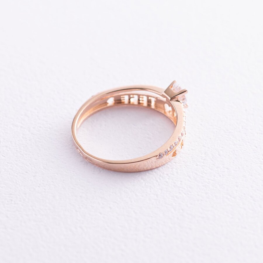 Золотое помолвочное кольцо "Я кохаю тебе" с фианитами к06640