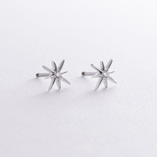 Золоті сережки - пусети "Зірки метеорити" з фіанітами с08596 Золоті сережки - пусети "Зірки метеорити" з фіанітами с08596