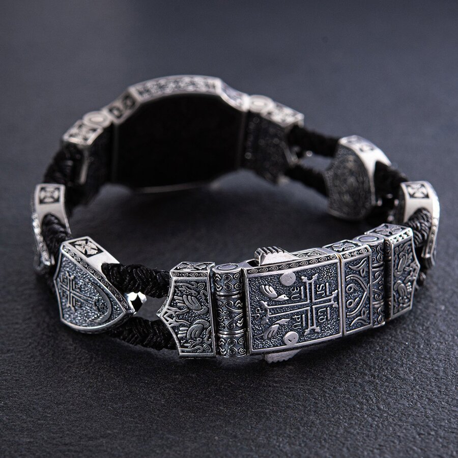 Срібний браслет "Вірменська Зірка" (ебенове дерево) 817