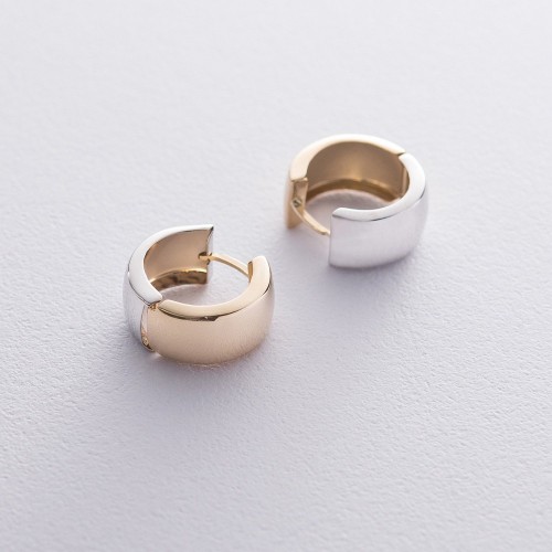 Серьги - кольца из желтого и белого золота с01275