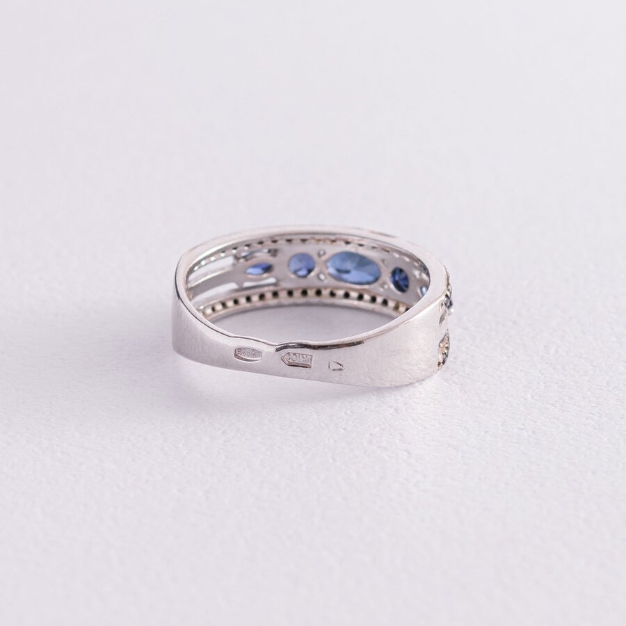 Серебряное кольцо с сапфирами и фианитами 1362/1р-HSPH