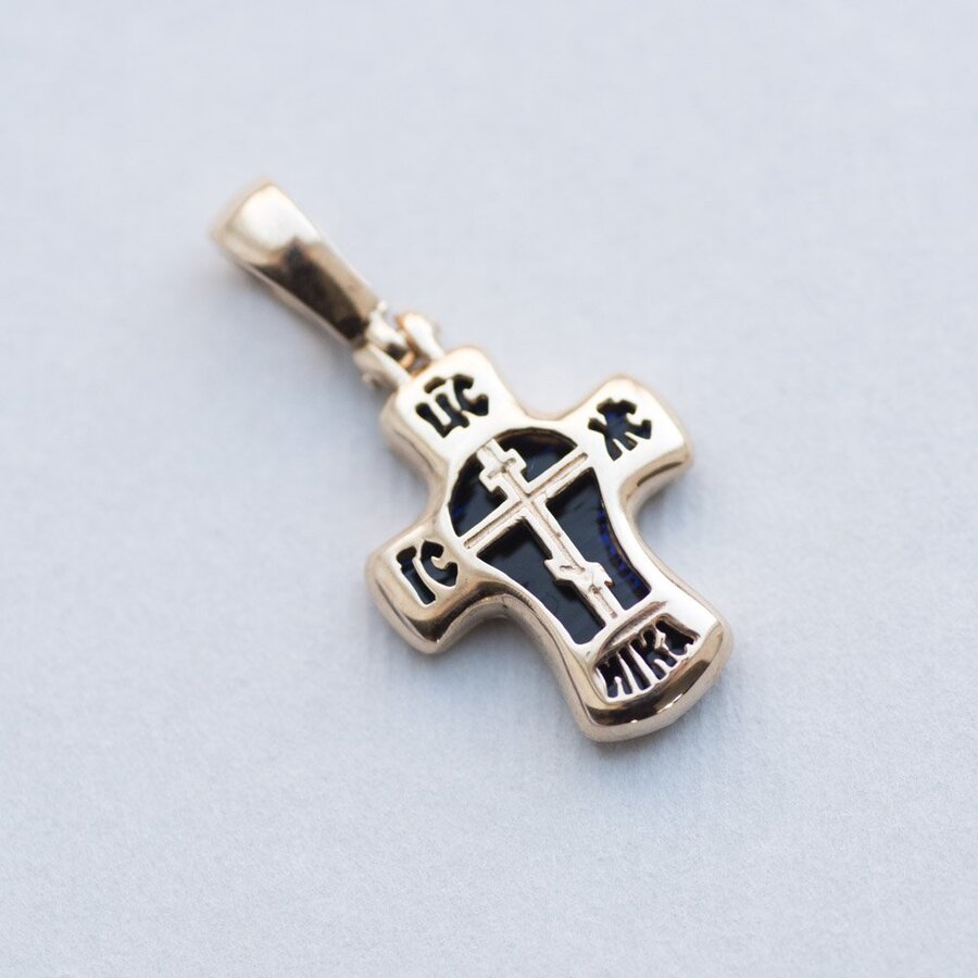 Золотой православный крестик (эмаль) п03076с