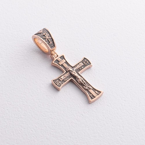 Золотой крестик "Распятие. Спаси и Сохрани" п04087