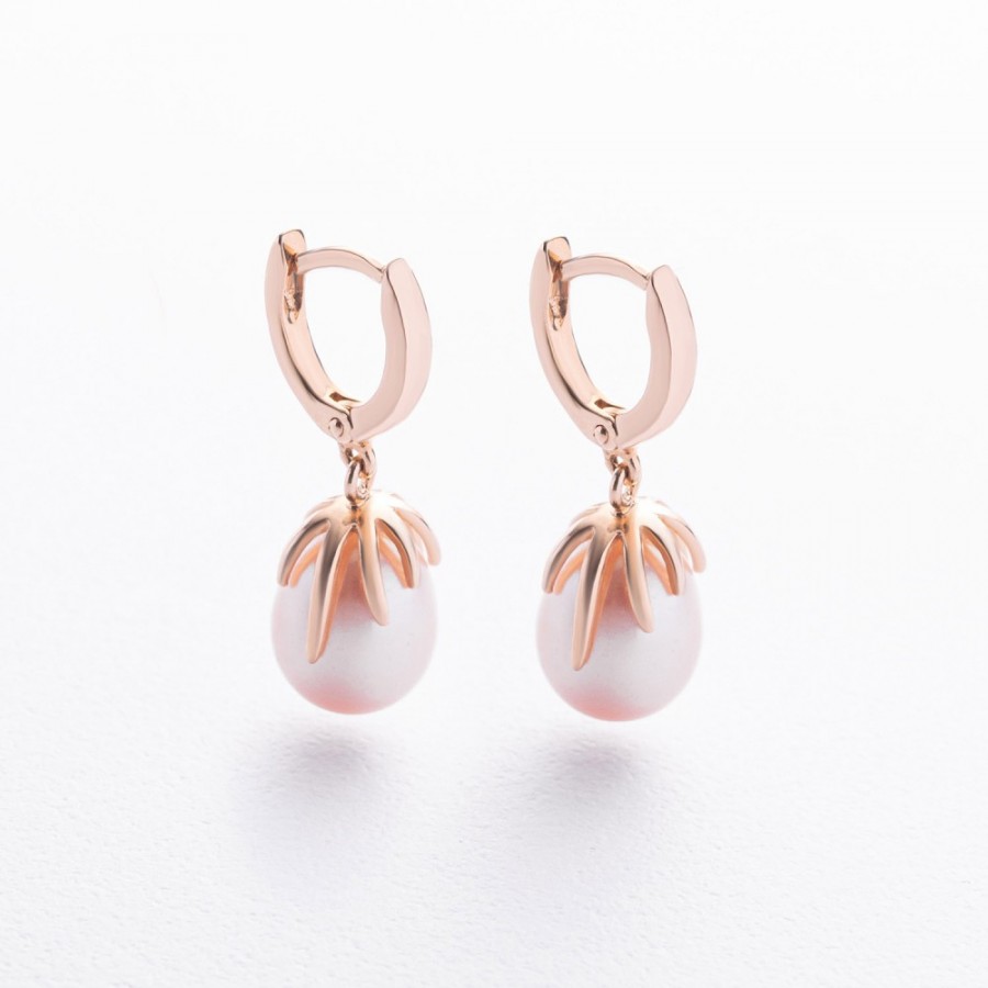 Золотые серьги с жемчугом с08753