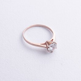 Помолвочное золотое кольцо с фианитом к08060