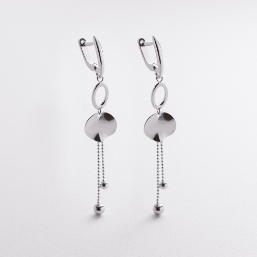 Срібні сережки "Кульки на ланцюжку" 123486