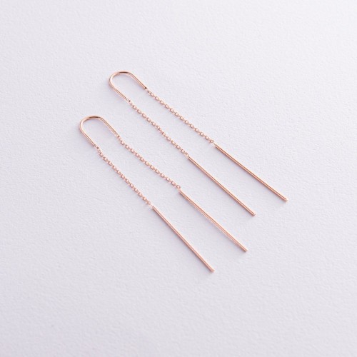 Серьги - протяжки в красном золоте с06339