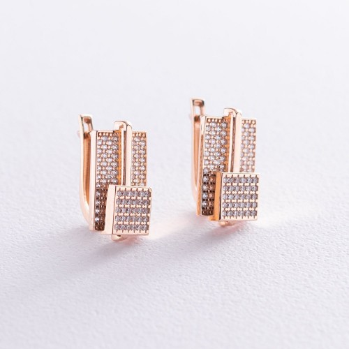 Золотые серьги с фианитами с06271