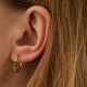 Золотые серьги - кольца "Аннабель" с зелеными фианитами с08500