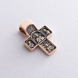 Золотий православний хрест з чорнінням п02577